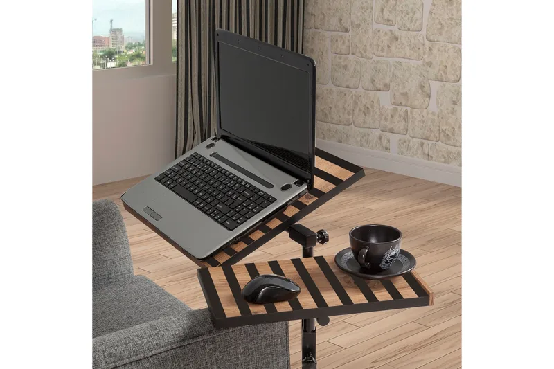 Similton Ståskrivebord 67 cm Tekst Stribet - Træ/natur/Sort - Møbler - Borde - Kontorbord - Skrivebord - hæve-sænke-bord