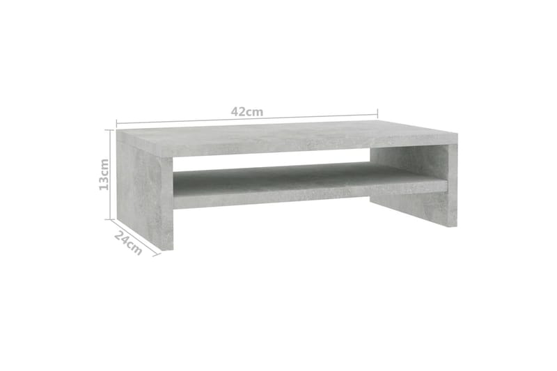 skærmstander 42 x 24 x 13 cm spånplade betongrå - Skrivebord