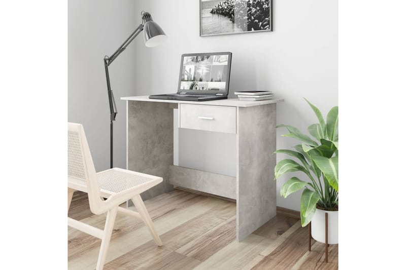 Skrivebord 100 x 50 x 76 cm spånplade betongrå - Grå - Skrivebord