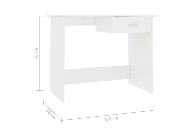 Skrivebord 100 x 50 x 76 cm spånplade hvid højglans - Hvid - Skrivebord