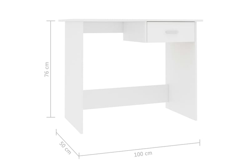 Skrivebord 100 x 50 x 76 cm spånplade hvid - Hvid - Skrivebord