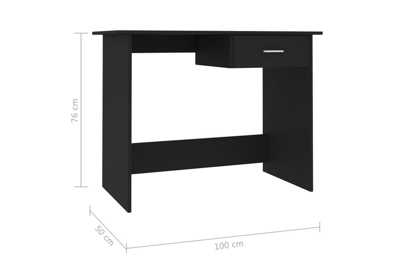 Skrivebord 100 x 50 x 76 cm spånplade sort - Sort - Skrivebord