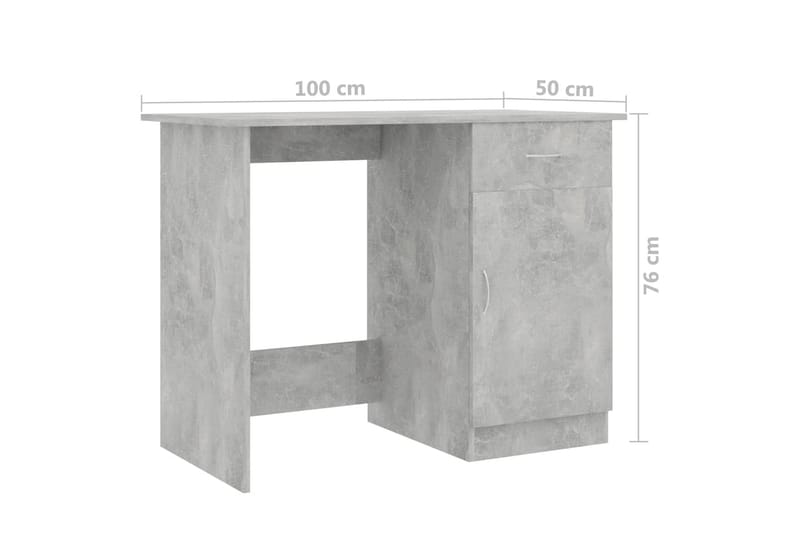 Skrivebord 100x50x76 cm Spånplade Betongrå - Grå - Skrivebord