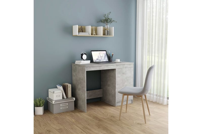 Skrivebord 100x50x76 cm Spånplade Betongrå - Grå - Møbler - Borde - Kontorbord - Skrivebord