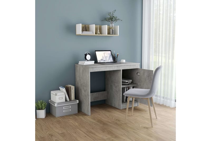 Skrivebord 100x50x76 cm Spånplade Betongrå - Grå - Skrivebord