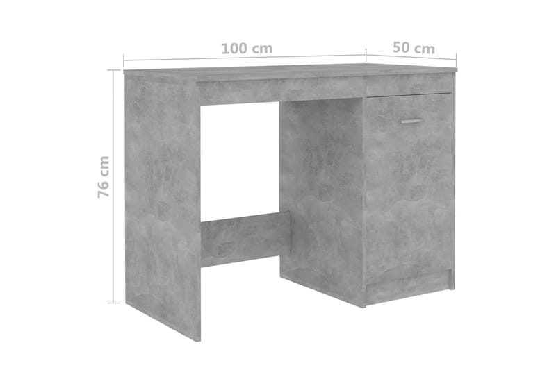 Skrivebord 100x50x76 cm Spånplade Betongrå - Grå - Skrivebord