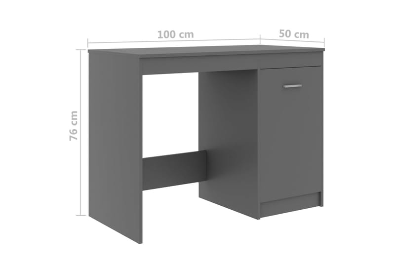 Skrivebord 100x50x76 cm Spånplade Grå - Grå - Skrivebord