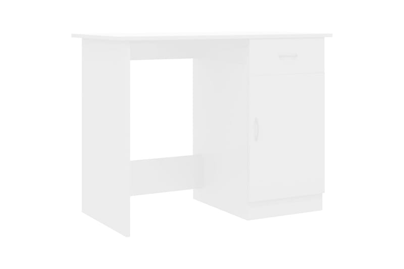 Skrivebord 100x50x76 cm Spånplade Hvid Højglans - Hvid - Skrivebord