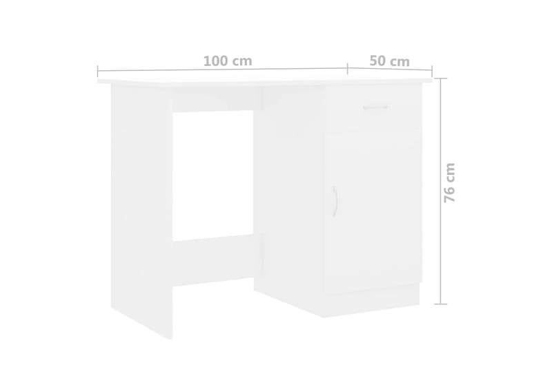 Skrivebord 100x50x76 cm Spånplade Hvid - Hvid - Skrivebord