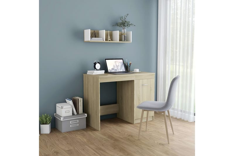 Skrivebord 100x50x76 cm Spånplade Sonoma-Eg - Brun - Møbler - Borde - Kontorbord - Skrivebord