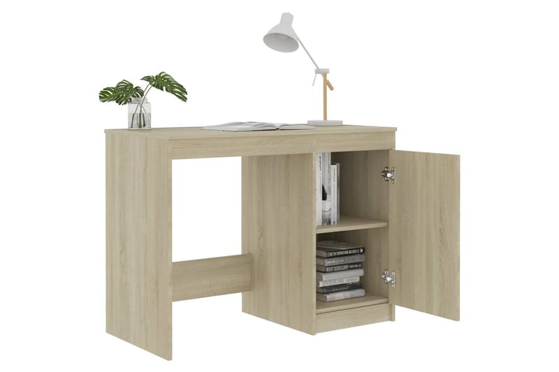 Skrivebord 100x50x76 cm Spånplade Sonoma-Eg - Brun - Møbler - Borde - Kontorbord - Skrivebord