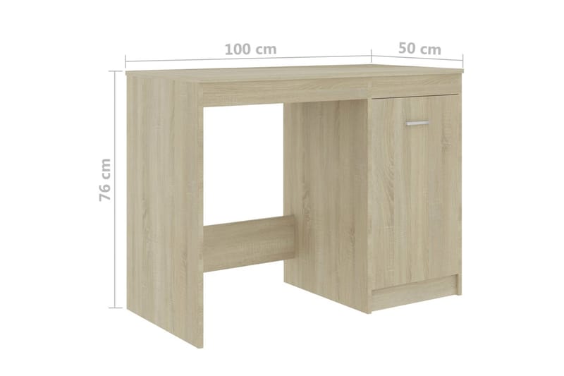 Skrivebord 100x50x76 cm Spånplade Sonoma-Eg - Brun - Skrivebord