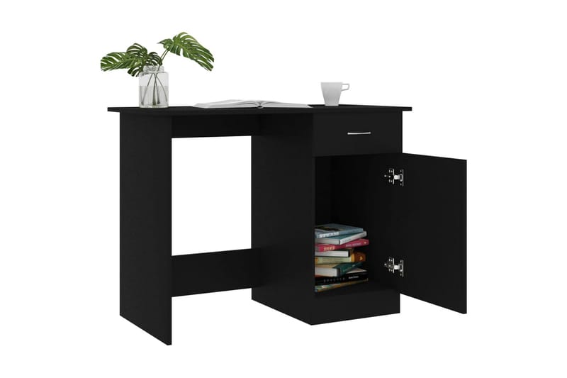 Skrivebord 100x50x76 cm Spånplade Sort - Sort - Møbler - Borde - Kontorbord - Skrivebord