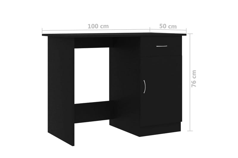 Skrivebord 100x50x76 cm Spånplade Sort - Sort - Skrivebord