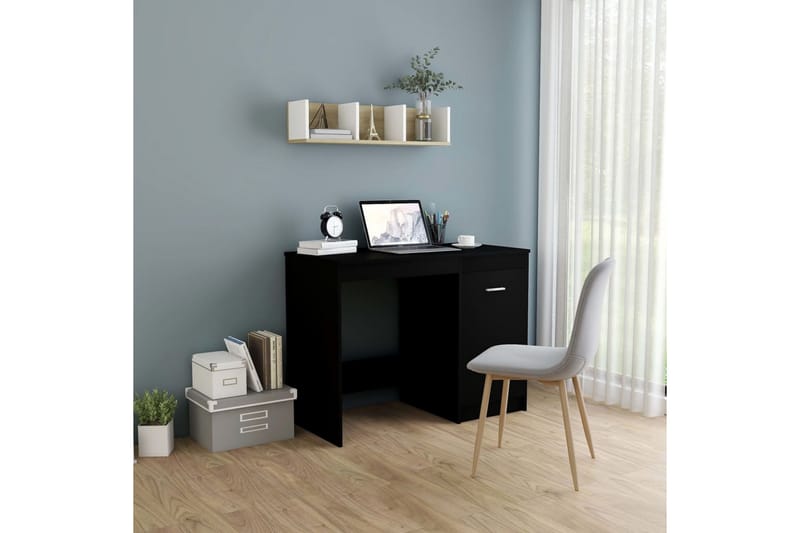 Skrivebord 100x50x76 cm Spånplade Sort - Sort - Møbler - Borde - Kontorbord - Skrivebord