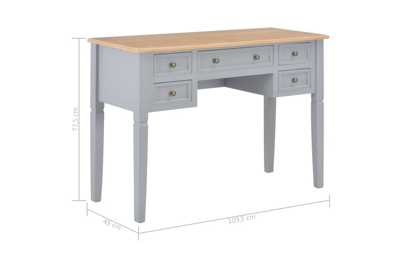 Skrivebord 109,5 X 45 X 77,5 Cm Træ Grå - Grå - Møbler - Borde - Kontorbord - Skrivebord