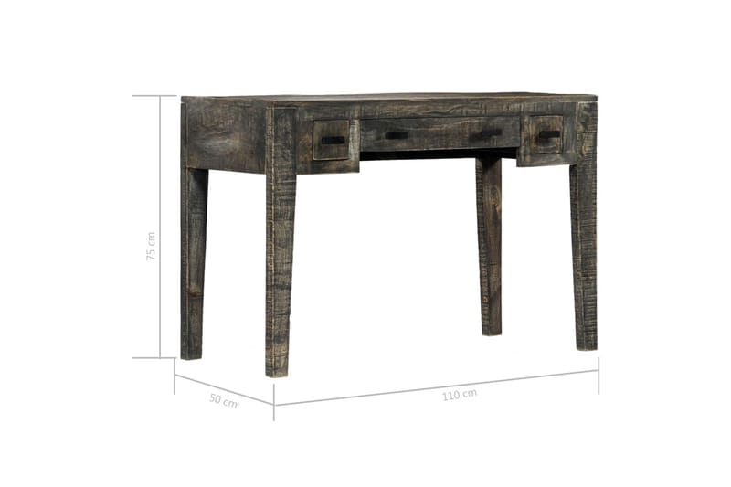 Skrivebord 110 X 50 X 75 Cm Massivt Mangotræ Sort - Sort - Møbler - Borde - Kontorbord - Skrivebord