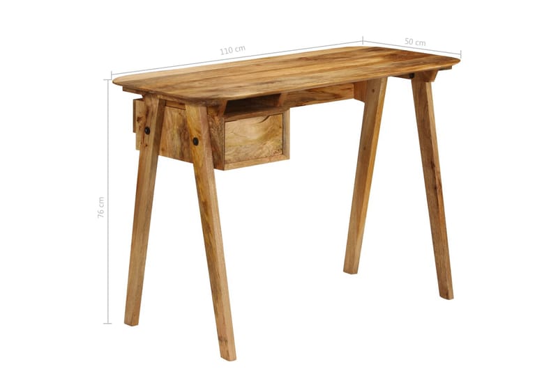 Skrivebord 110 X 50 X 76 Cm Massivt Mangotræ - Brun - Møbler - Borde - Kontorbord - Skrivebord