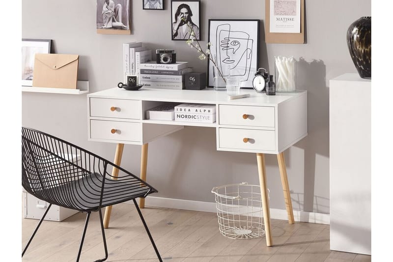 Skrivebord 110 x 55 cm hvid LEVIN - Hvid - Møbler - Borde - Kontorbord - Skrivebord