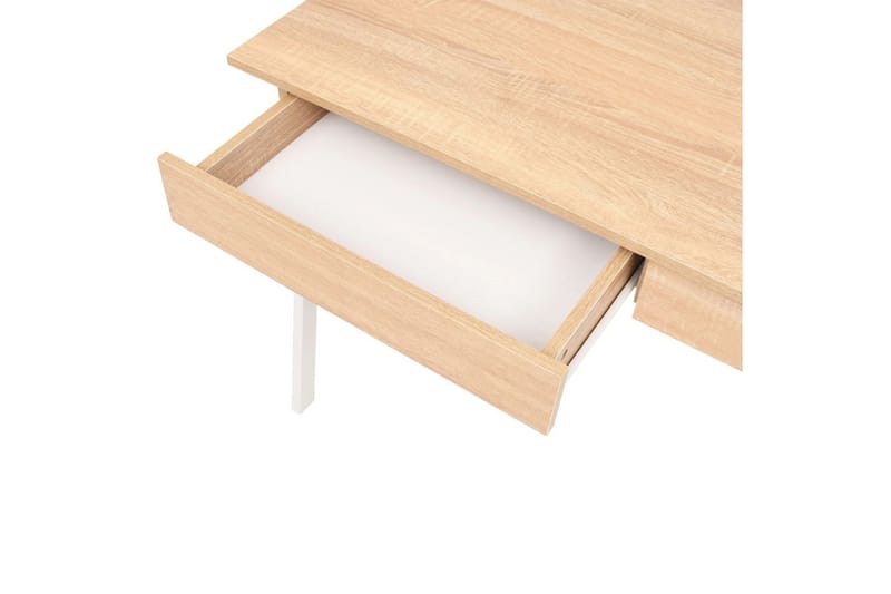 Skrivebord 110 X 55 X 75 Cm Eg Og Hvid - Brun - Møbler - Borde - Kontorbord - Skrivebord