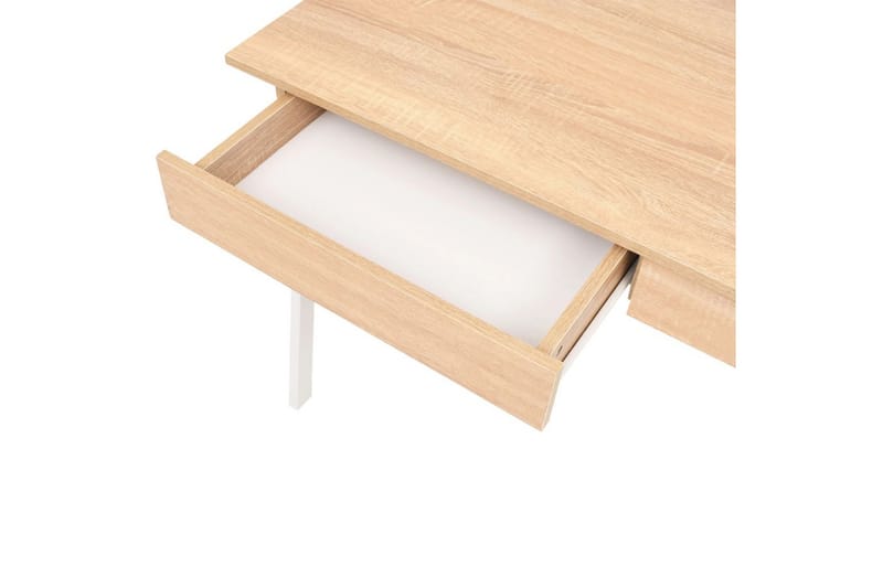 Skrivebord 110 X 55 X 75 Cm Eg Og Hvid - Brun - Skrivebord