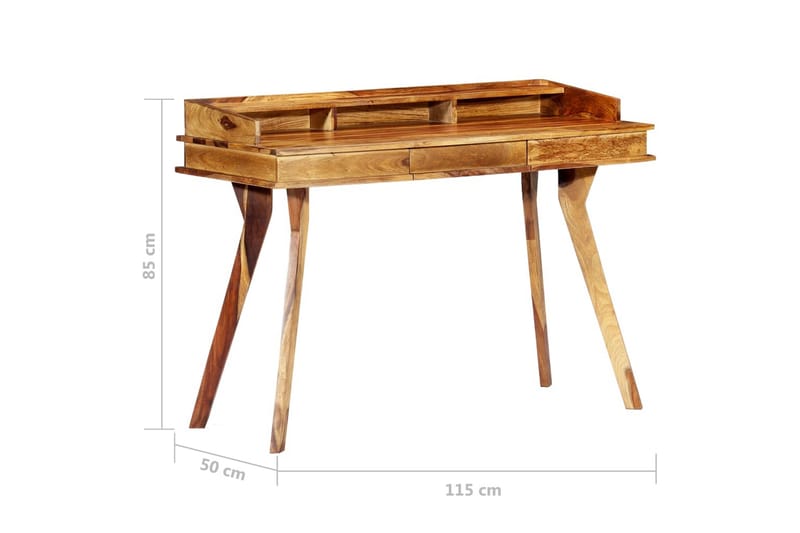 Skrivebord 115 X 50 X 85 Cm Massivt Sheeshamtræ - Brun - Skrivebord