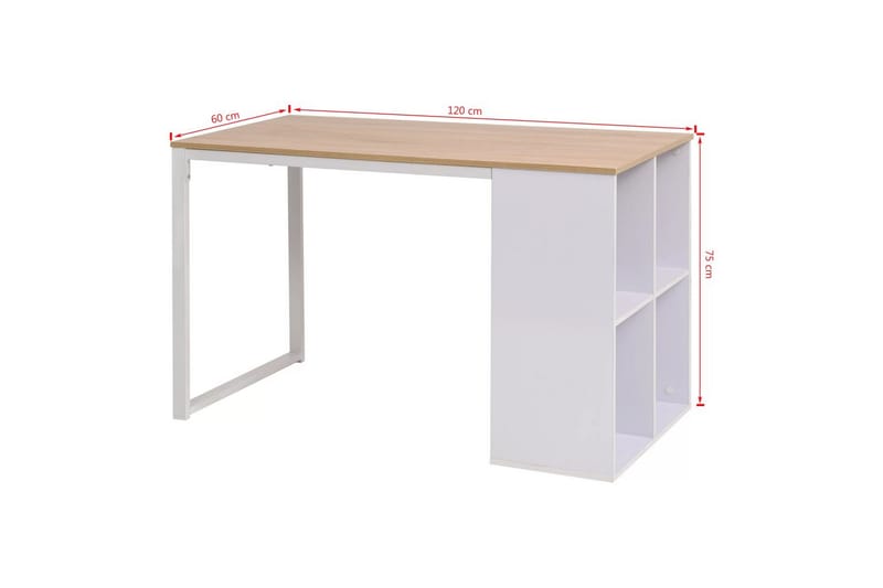 Skrivebord 120 X 60 X 75 Cm Eg Og Hvid - Brun - Skrivebord