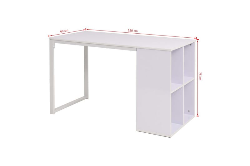 Skrivebord 120 X 60 X 75 Cm Hvid - Hvid - Skrivebord