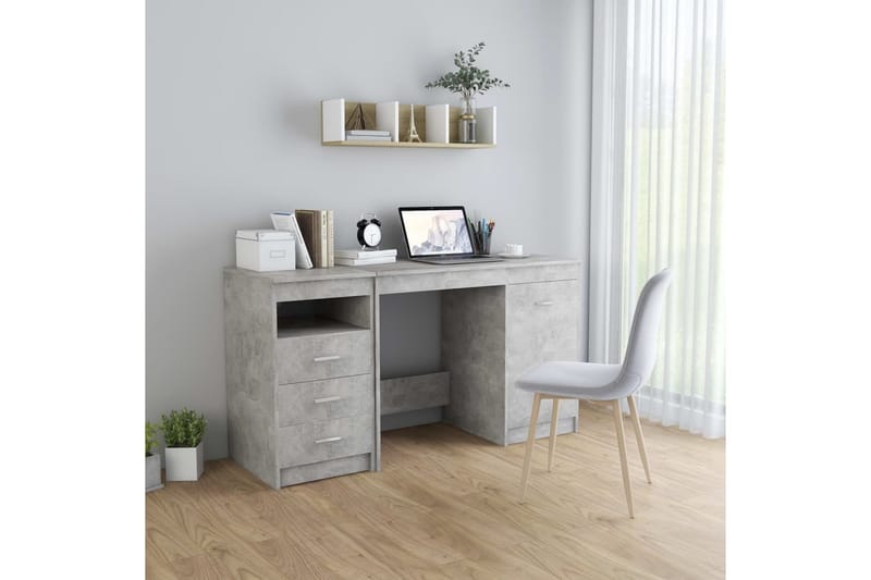 Skrivebord 140x50x76 cm Spånplade Betongrå - Grå - Møbler - Borde - Kontorbord - Skrivebord