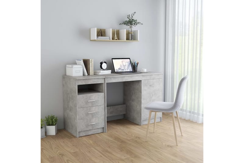 Skrivebord 140x50x76 cm Spånplade Betongrå - Grå - Skrivebord