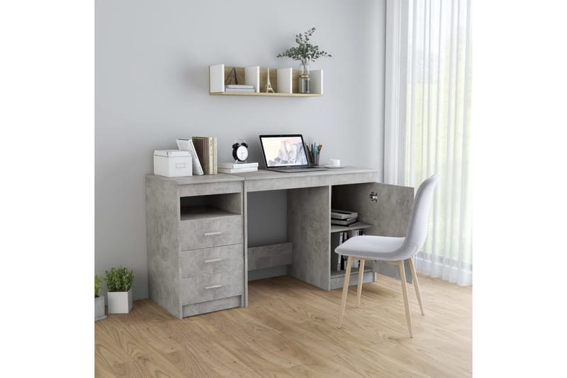 Skrivebord 140x50x76 cm Spånplade Betongrå - Grå - Møbler - Borde - Kontorbord - Skrivebord