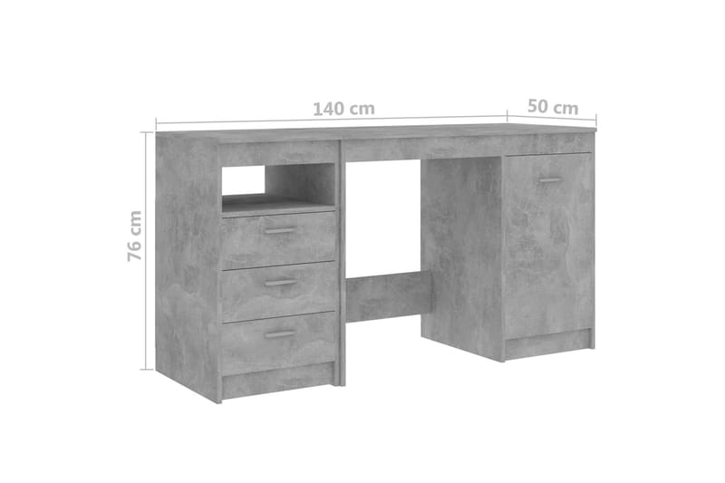 Skrivebord 140x50x76 cm Spånplade Betongrå - Grå - Møbler - Borde - Kontorbord - Skrivebord