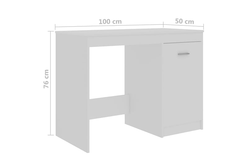 Skrivebord 140x50x76 cm Spånplade Hvid Højglans - Hvid - Skrivebord