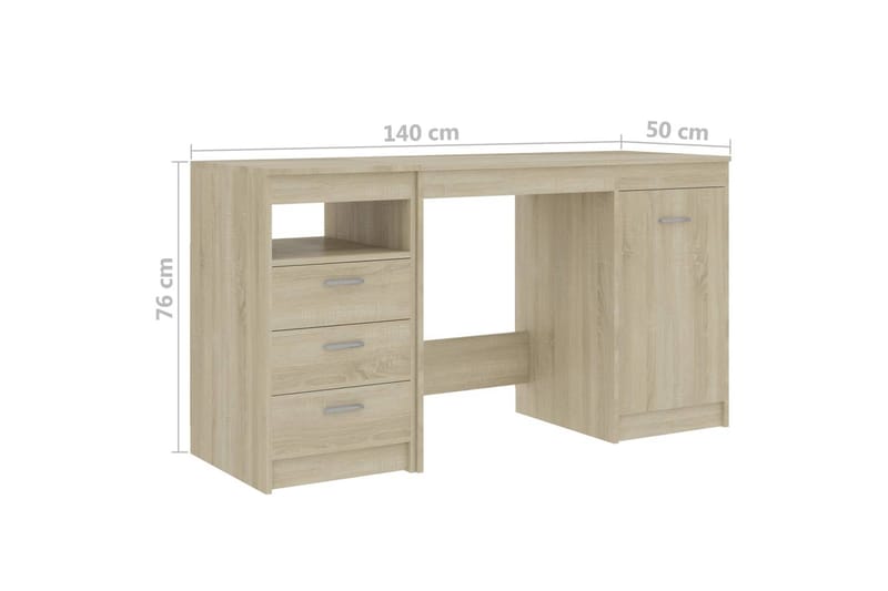 Skrivebord 140x50x76 cm Spånplade Sonoma-Eg - Brun - Skrivebord