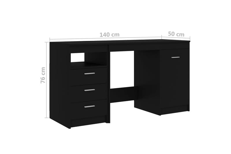 Skrivebord 140x50x76 cm Spånplade Sort - Sort - Møbler - Borde - Kontorbord - Skrivebord
