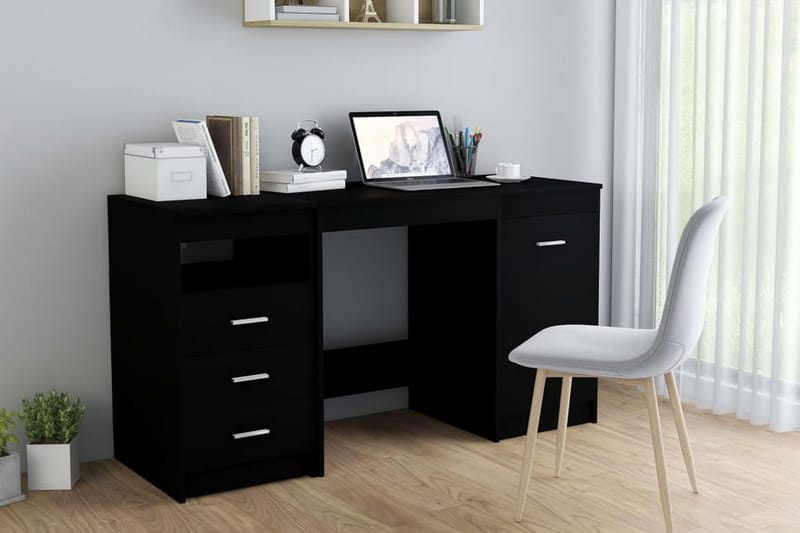 Skrivebord 140x50x76 cm Spånplade Sort - Sort - Møbler - Borde - Kontorbord - Skrivebord