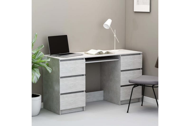 Skrivebord 140x50x77 cm Spånplade Betongrå - Grå - Skrivebord