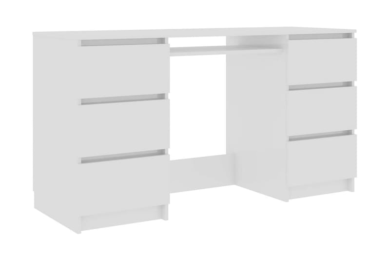 Skrivebord 140x50x77 cm Spånplade Højglans Hvid - Hvid - Møbler - Borde - Kontorbord - Skrivebord