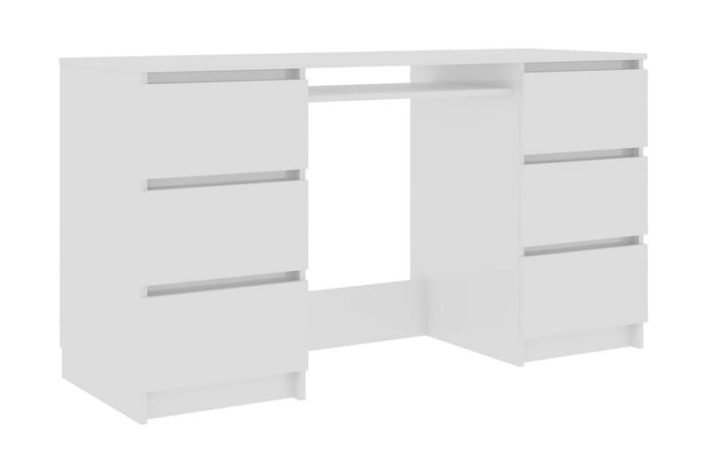 Skrivebord 140x50x77 cm Spånplade Højglans Hvid - Hvid - Skrivebord