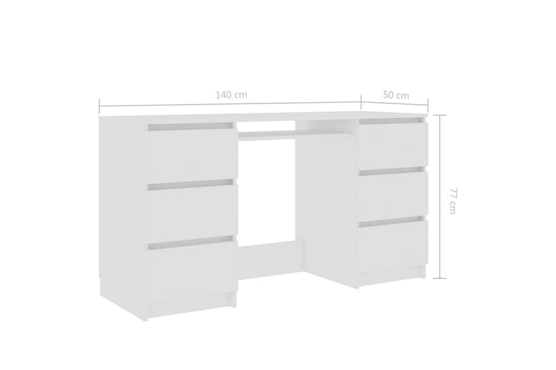 Skrivebord 140x50x77 cm Spånplade Hvid - Hvid - Skrivebord