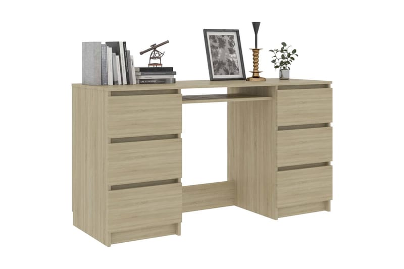 Skrivebord 140x50x77 cm Spånplade Sonoma-Eg - Brun - Møbler - Borde - Kontorbord - Skrivebord