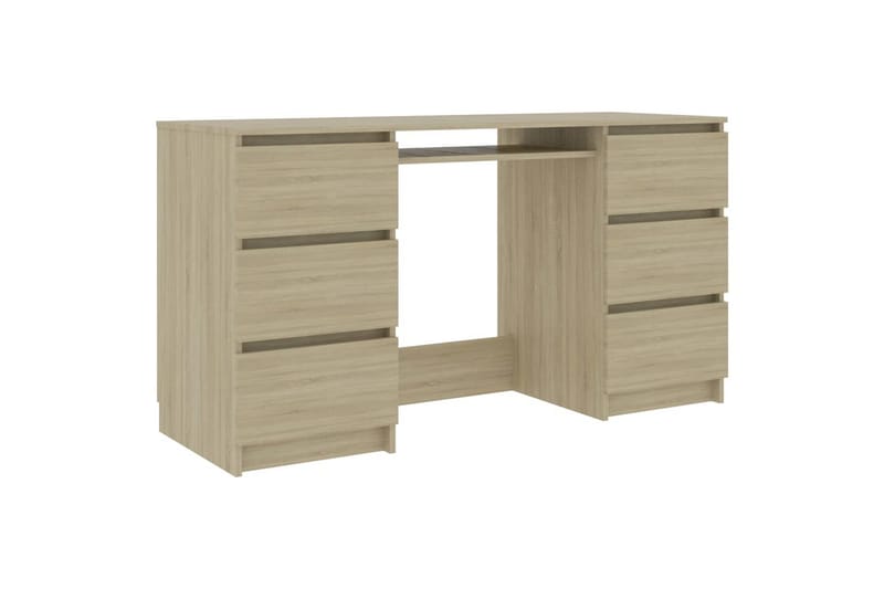 Skrivebord 140x50x77 cm Spånplade Sonoma-Eg - Brun - Skrivebord