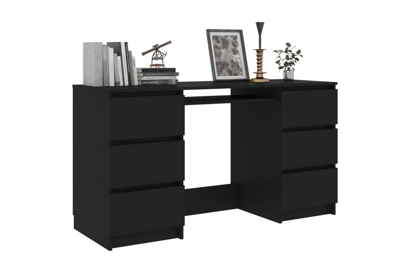 Skrivebord 140x50x77 cm Spånplade Sort - Sort - Møbler - Borde - Kontorbord - Skrivebord