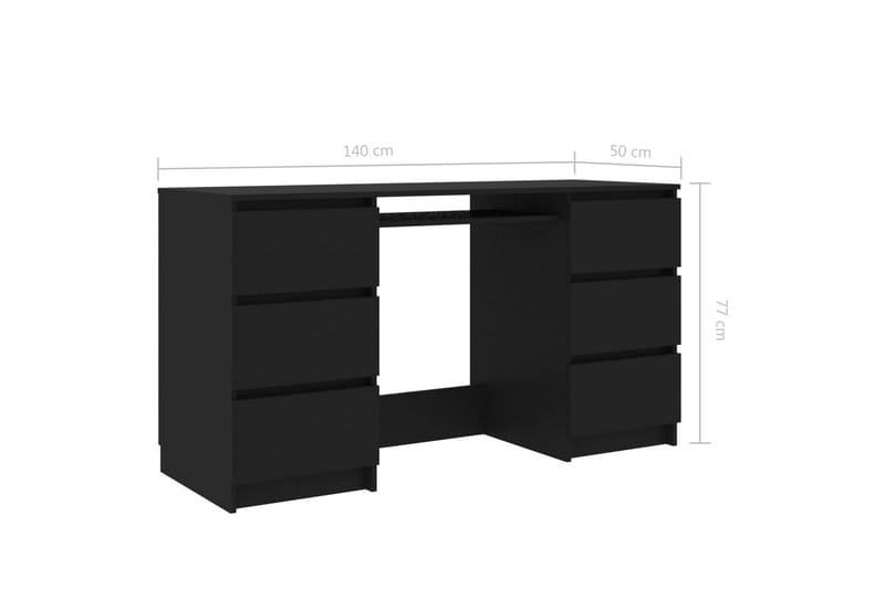 Skrivebord 140x50x77 cm Spånplade Sort - Sort - Møbler - Borde - Kontorbord - Skrivebord