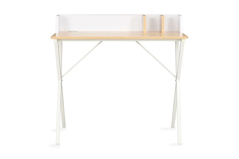 Skrivebord 80 x 50 x 84 cm hvid og naturfarvet - Hvid - Møbler - Borde - Kontorbord - Skrivebord