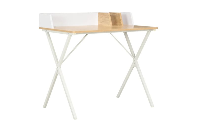 Skrivebord 80 x 50 x 84 cm hvid og naturfarvet - Hvid - Møbler - Borde - Kontorbord - Skrivebord