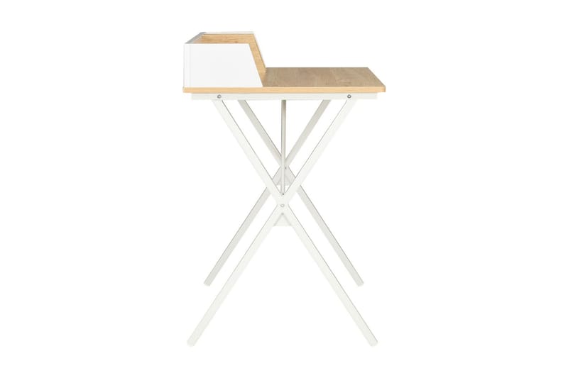 Skrivebord 80 x 50 x 84 cm hvid og naturfarvet - Hvid - Møbler - Borde - Kontorbord - Skrivebord