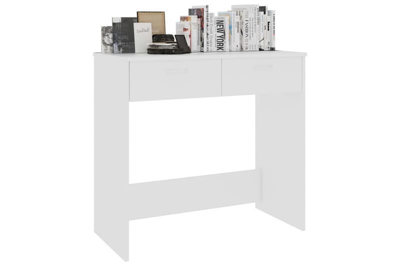 Skrivebord 80x40x75 cm Spånplade Hvid - Hvid - Skrivebord