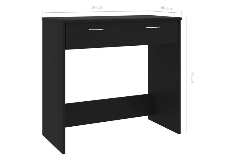 Skrivebord 80x40x75 cm Spånplade Sort - Sort - Møbler - Borde - Kontorbord - Skrivebord