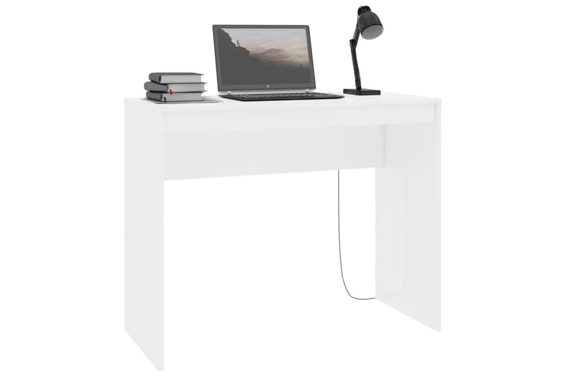 Skrivebord 90 x 40 x 72 cm spånplade hvid højglans - Hvid - Møbler - Borde - Kontorbord - Skrivebord
